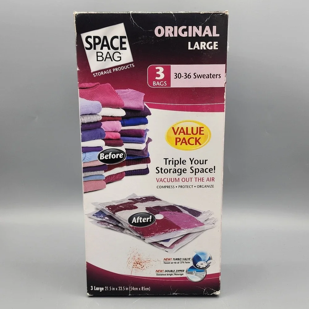 THE ORIGINAL SPACE BAG VACUUM-SEAL STORAGE‎ PACKS 3pc LARGE SIZE 21.5